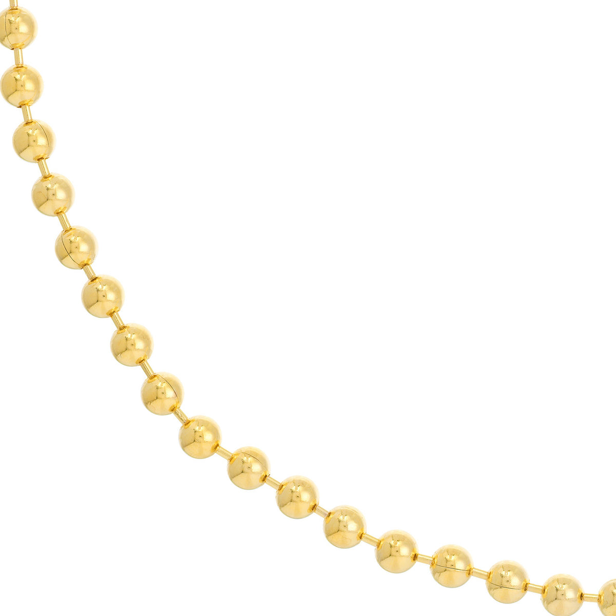 14k Yellow Gold 4mm Bead Chain Necklace with Lobster Lock