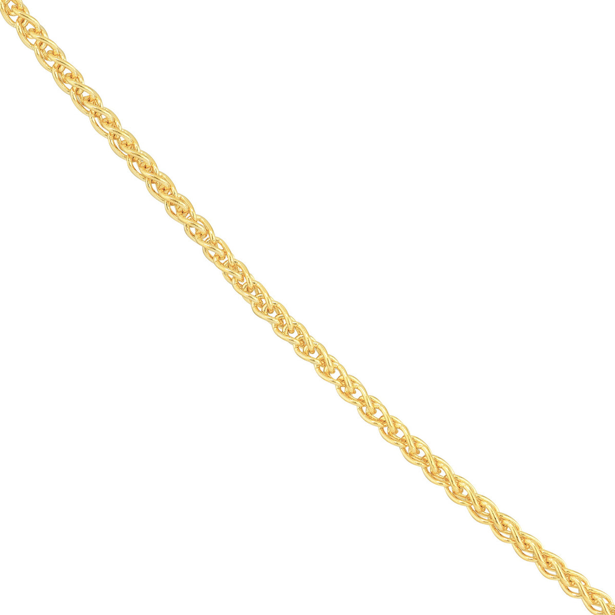 14K Yellow Gold or White Gold 1.5mm Wheat Chain Necklace with Lobster Lock