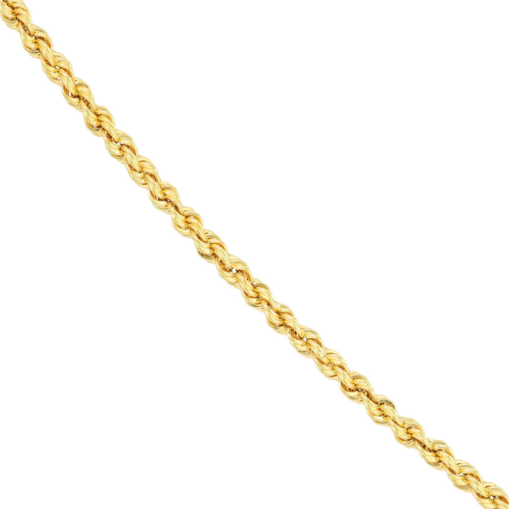 14K Yellow Gold or White Gold or Rose Gold 2.3mm Light Rope Chain Necklace with Lobster Lock