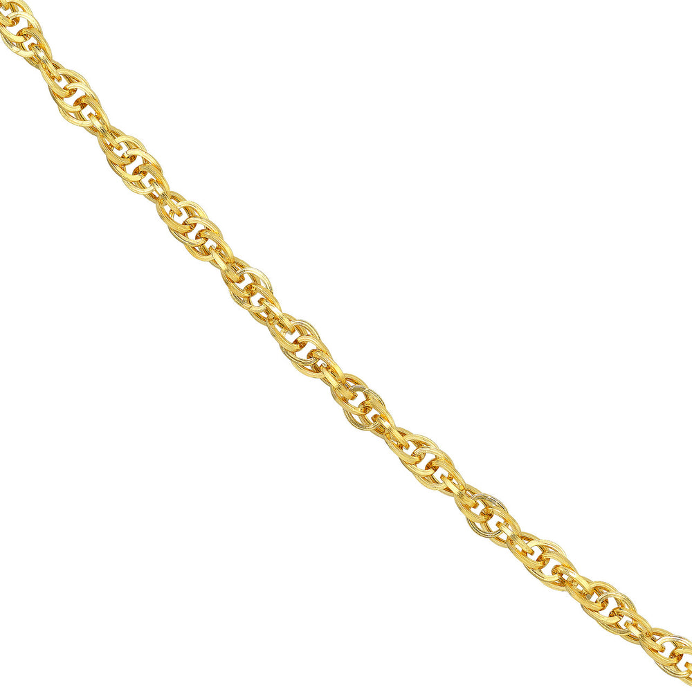 14K Yellow Gold or White Gold 2.6mm Designer Rope Chain Necklace with Lobster Lock