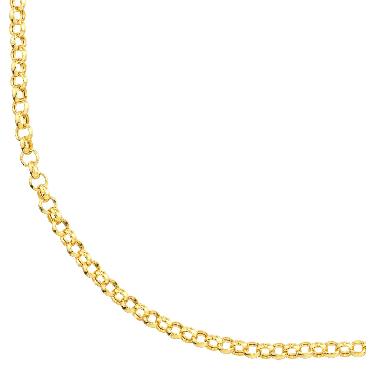 Solid 14K Gold 3.75mm Hollow Rolo Chain Necklace with Lobster Lock