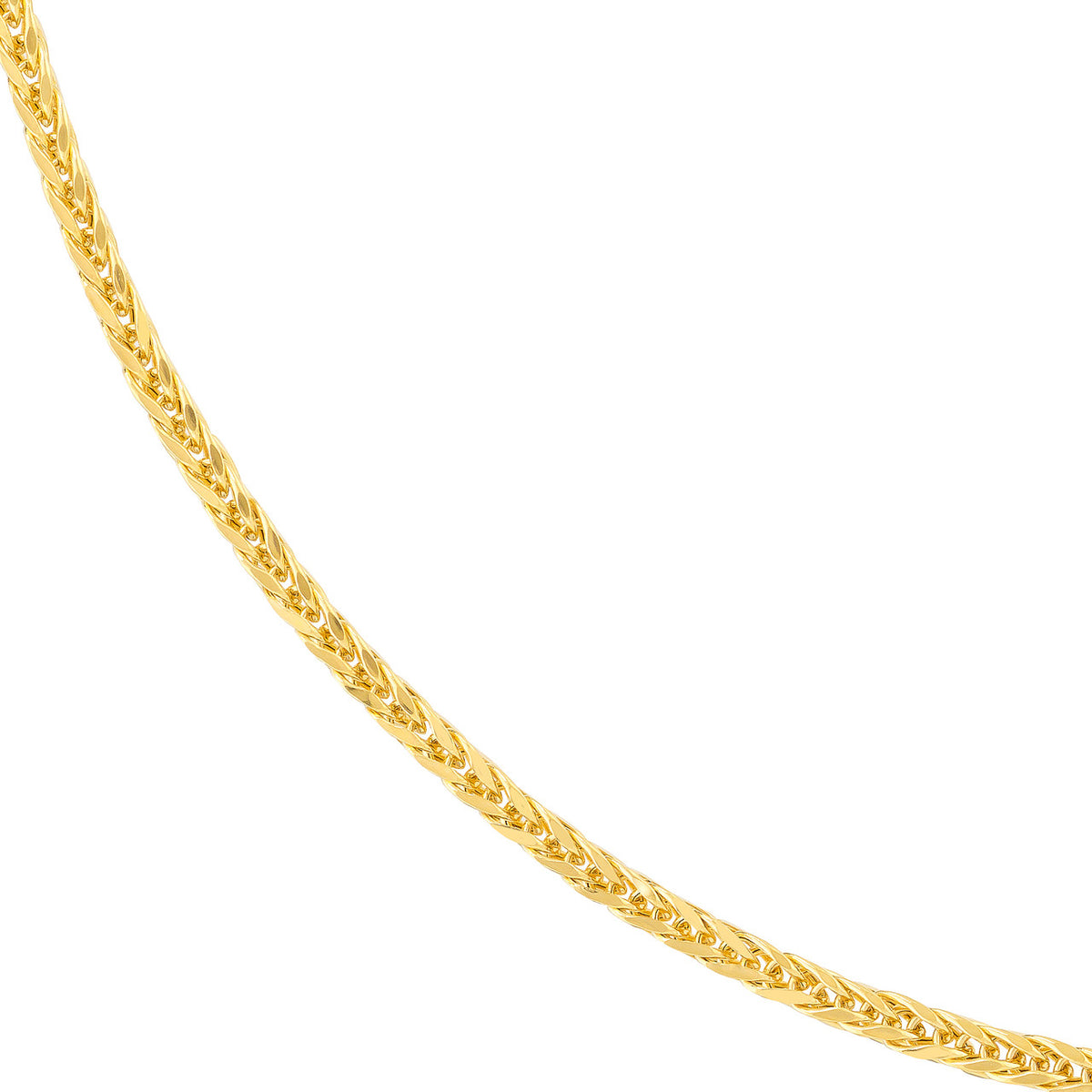 14K Yellow Gold or White Gold 2.25mm Square Wheat Chain Necklace with Lobster Lock