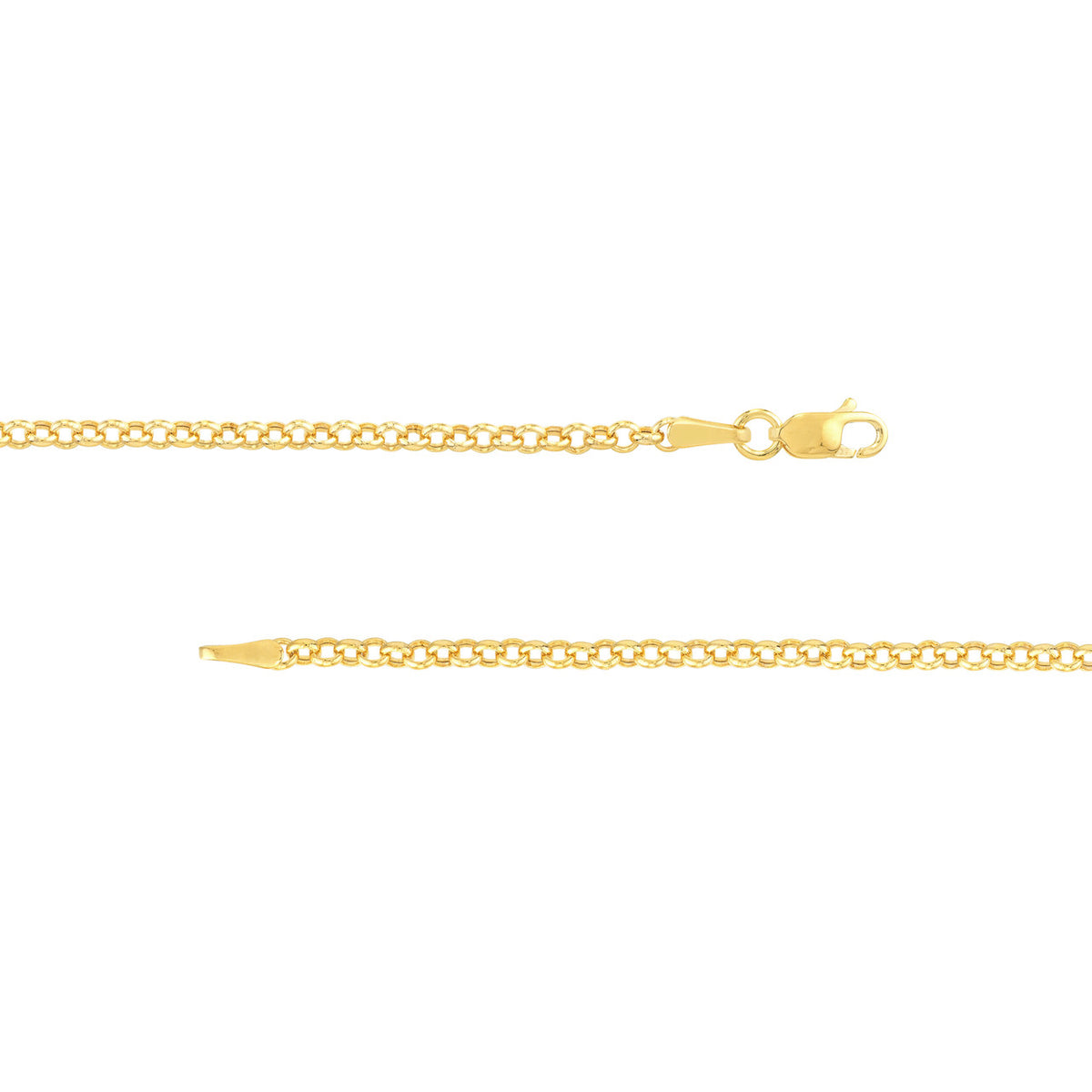 14K Yellow Gold or White Gold 2.5mm Rolo Chain Necklace with Lobster Lock