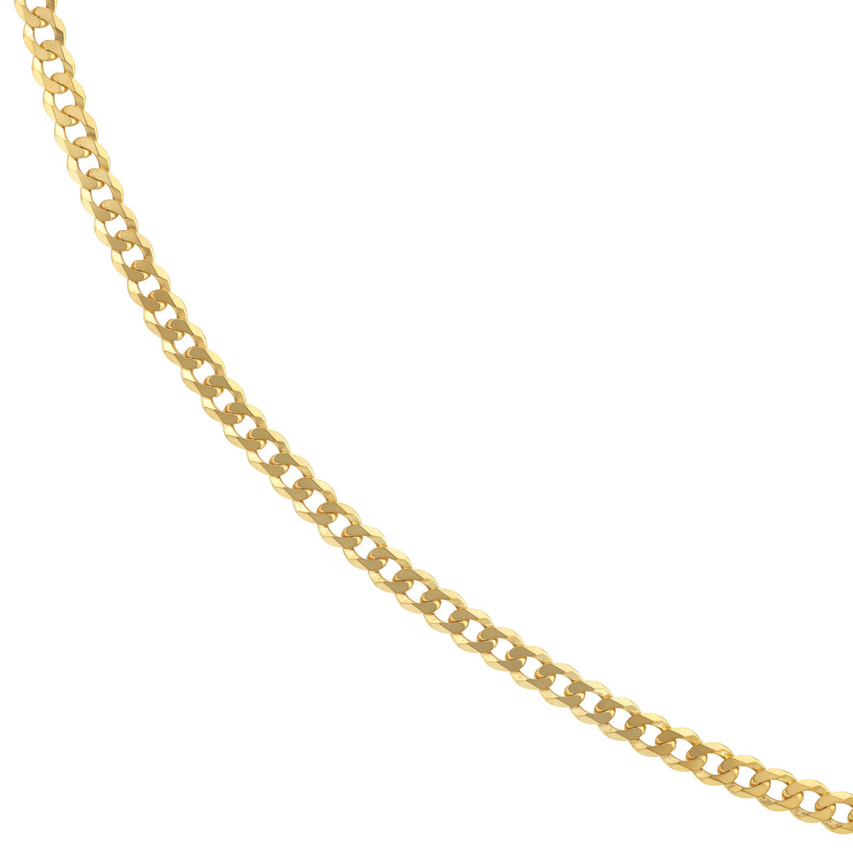 14K Yellow Gold or White Gold 7mm Curb Chain Necklace with Lobster Lock