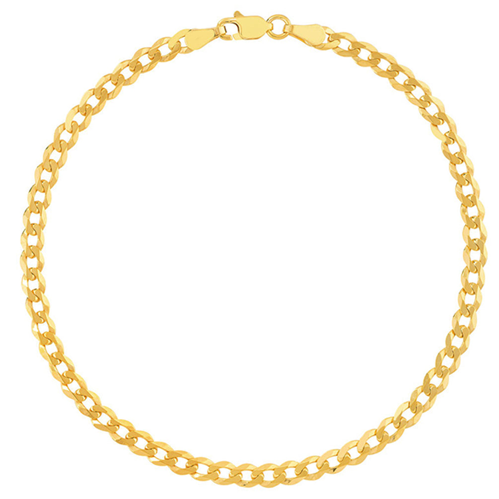 Solid 14K Gold 4.95mm Curb Chain Bracelet with Lobster Lock, 8"