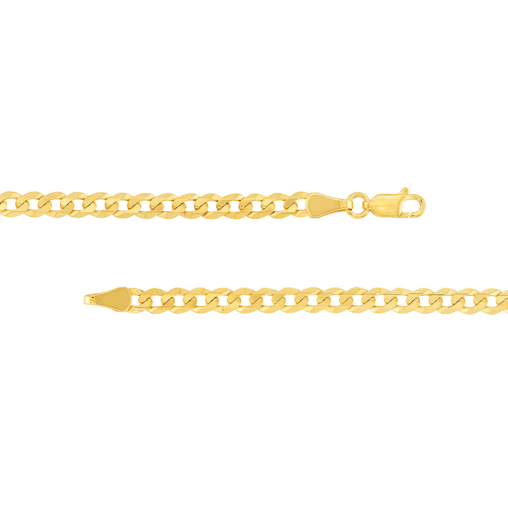 14K Yellow Gold or White Gold 4.50mm Curb Chain Necklace with Lobster Lock