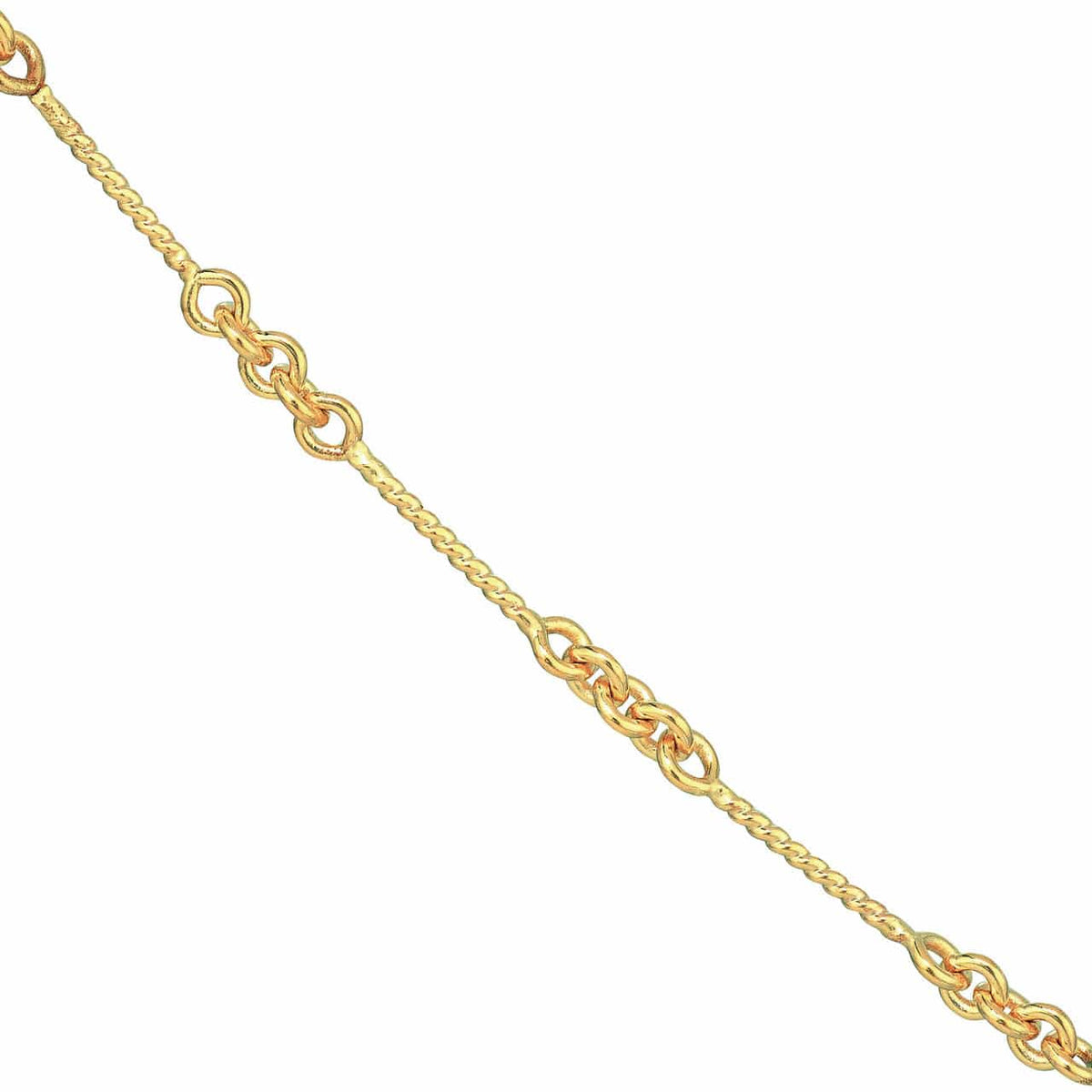 14K Yellow Gold and White Gold 0.8mm Designer Twist Chain Necklace with Lobster Lock