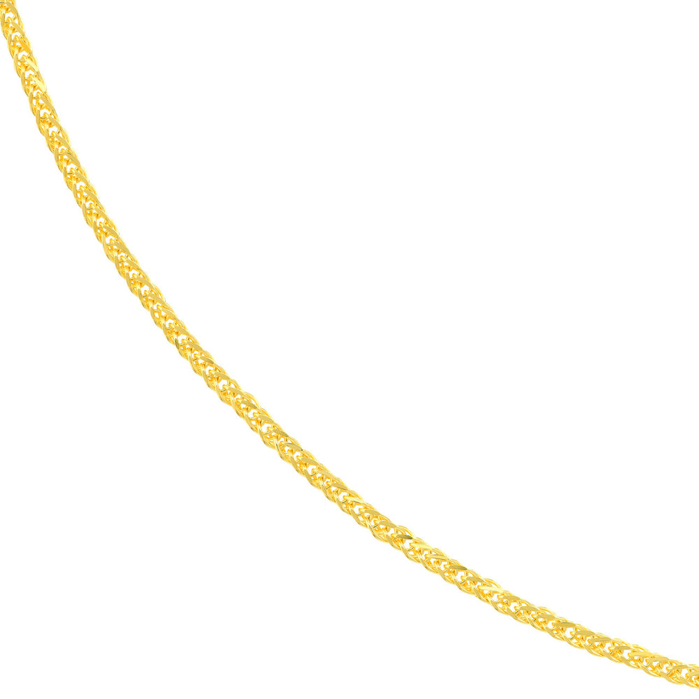 14K Yellow Gold and White Gold 0.85mm Square Wheat Chain Necklace with Lobster Lock