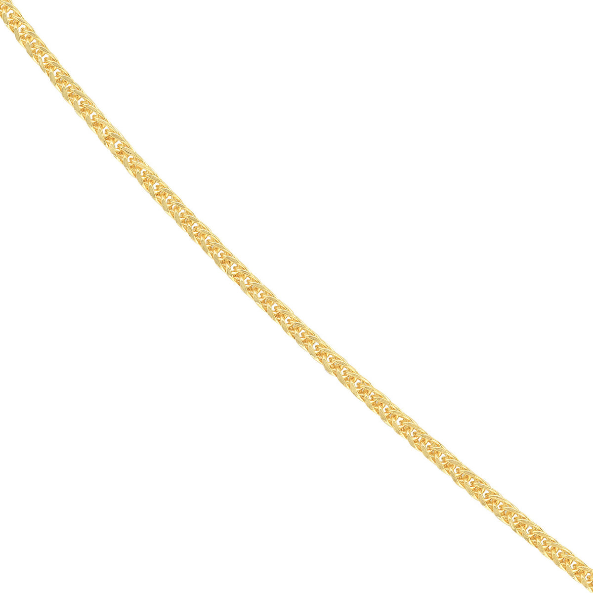 14K Yellow Gold or White Gold 1.50mm Square Wheat Chain Necklace with Spring Ring