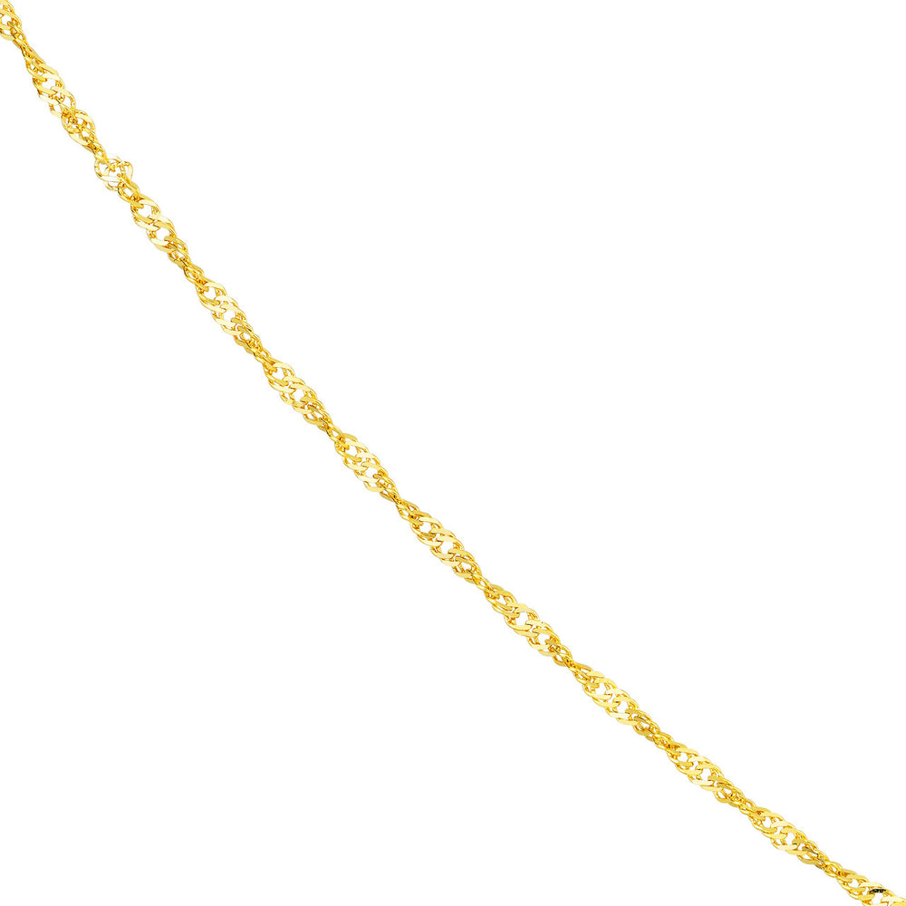 14K Yellow Gold Or White Gold 1.4mm Singapore Chain Necklace with Lobster Lock