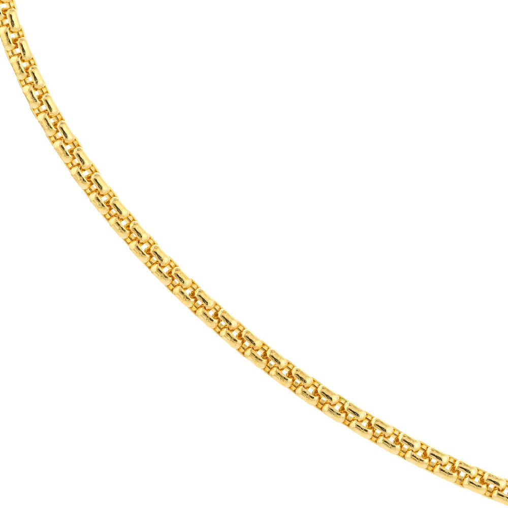 14K Yellow Gold or White Gold 1.8mm Hollow Round Box Chain Necklace with Lobster Lock