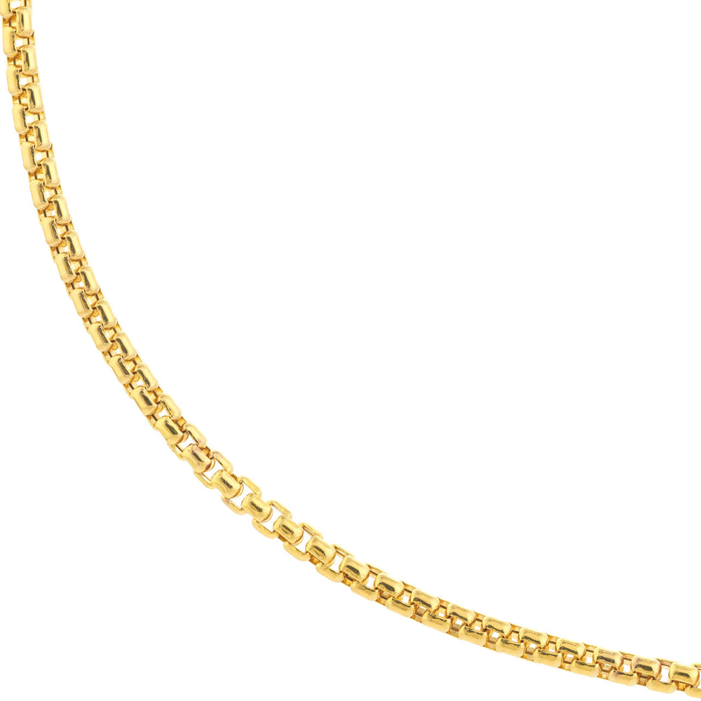 14K Yellow Gold and White Gold 2.8mm Hollow Round Box Chain Necklace with Lobster Lock