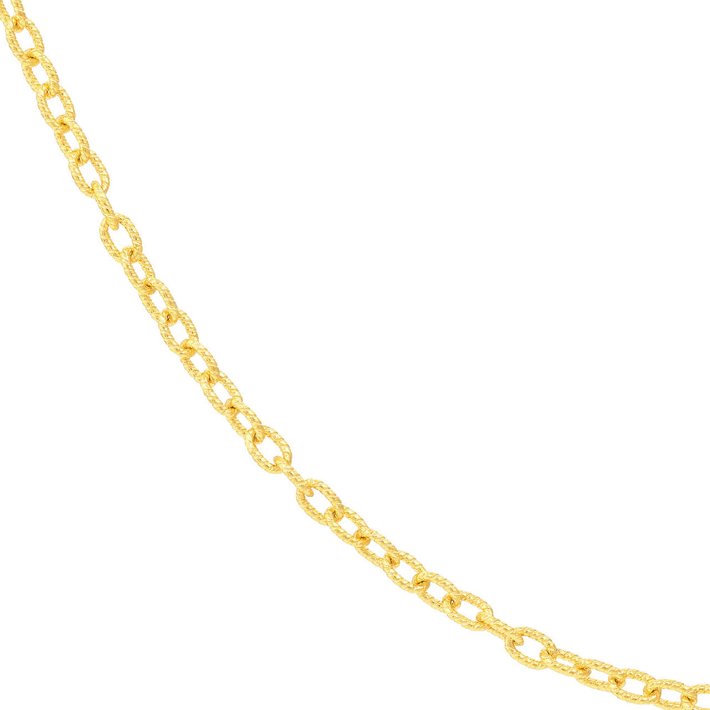 14K Yellow Gold or White Gold or Rose Gold 1.90mm Designer Rolo Chain Necklace with Lobster Lock