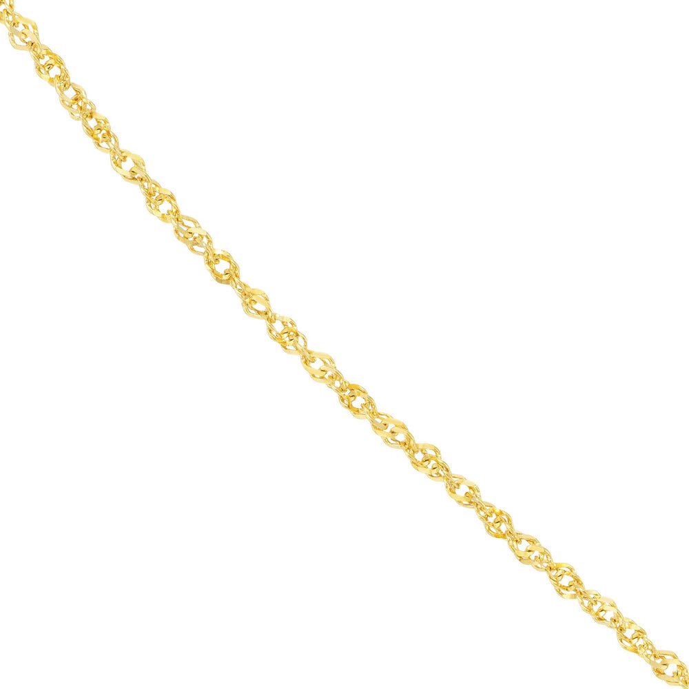14K Yellow Gold or White Gold 1.5mm Sparkle Singapore Chain Necklace with Lobster Lock