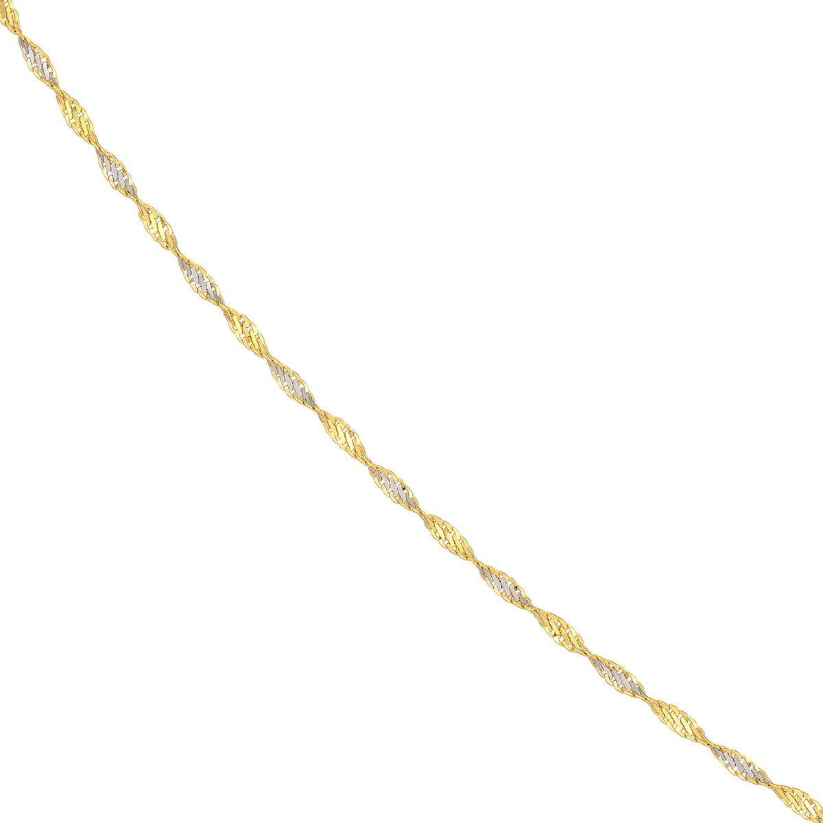 14K 1.35mm Yellow/White Dorica Chain Necklace with Lobster Lock