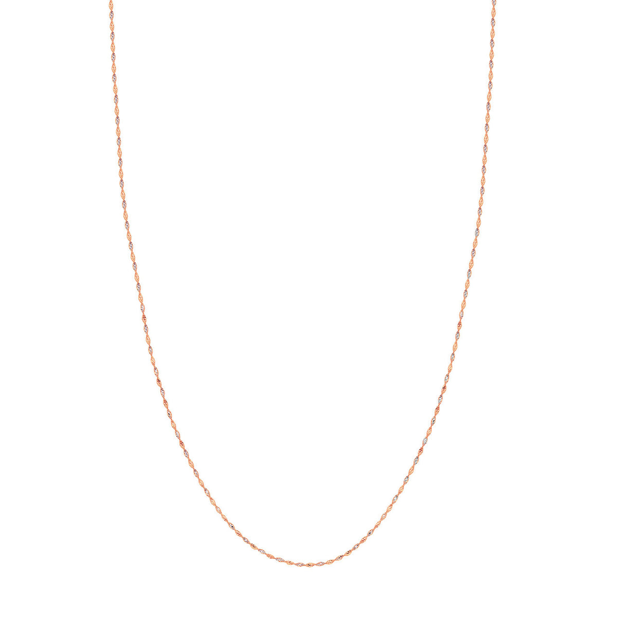 14K Rose White Gold 1.35mm Two-Tone Dorica Chain Necklace with Lobster Lock