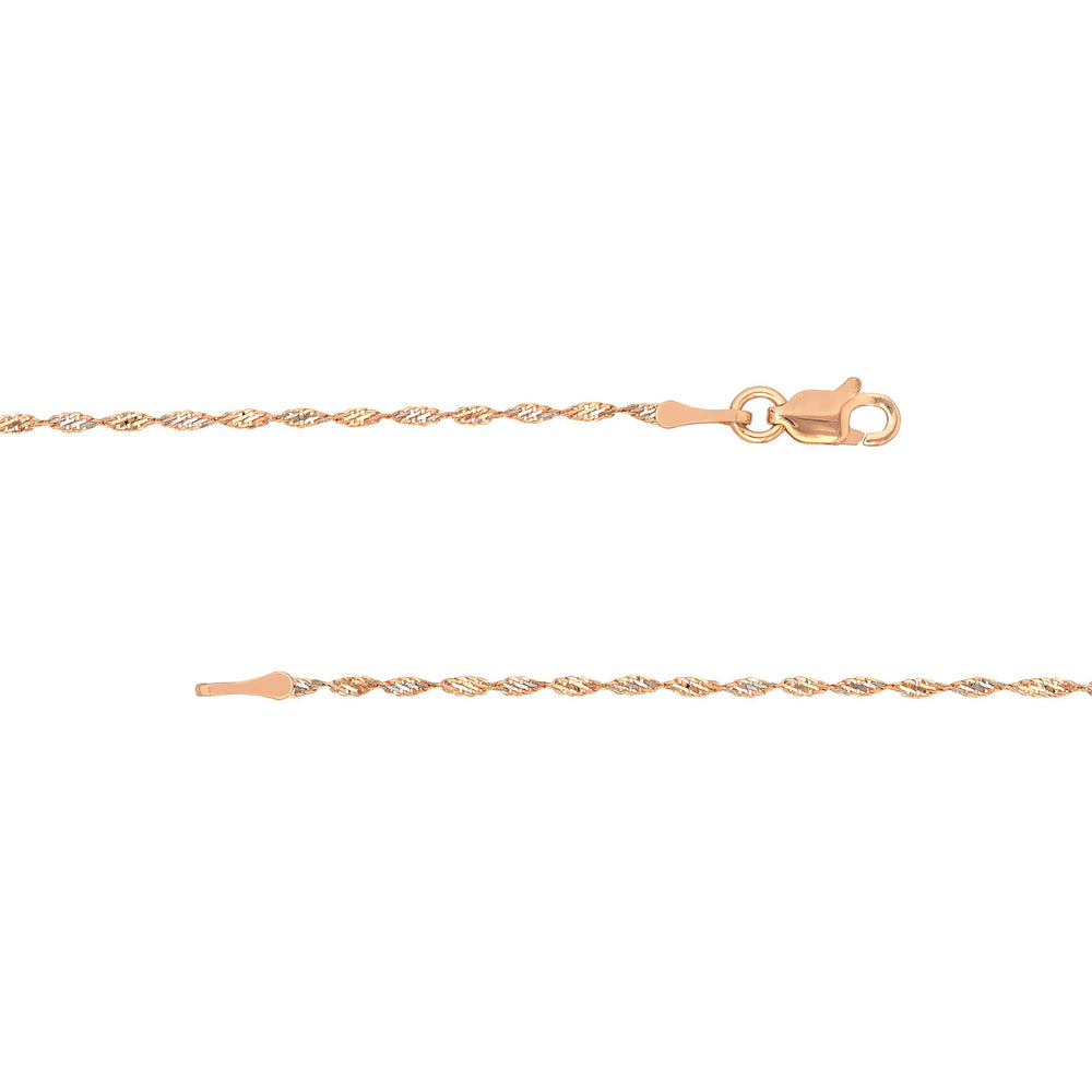 14K Rose White Gold 1.35mm Two-Tone Dorica Chain Necklace with Lobster Lock