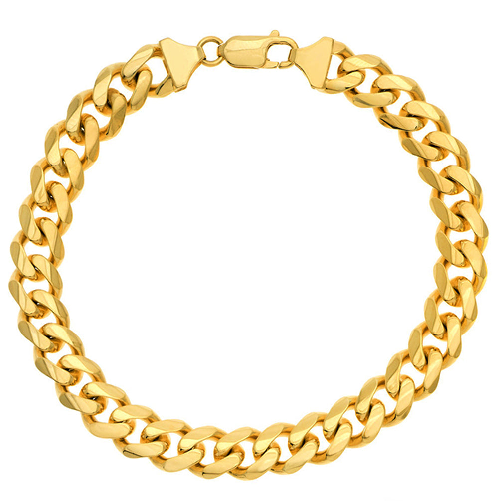 Solid 14K Yellow Gold 8.70MM Miami Cuban Chain Bracelet with Lobster Lock, 8.5"