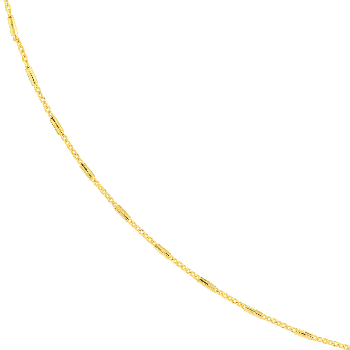 14K Yellow Gold Or White Gold 0.9mm Barrel Saturn Cable Chain Necklace with Spring Ring