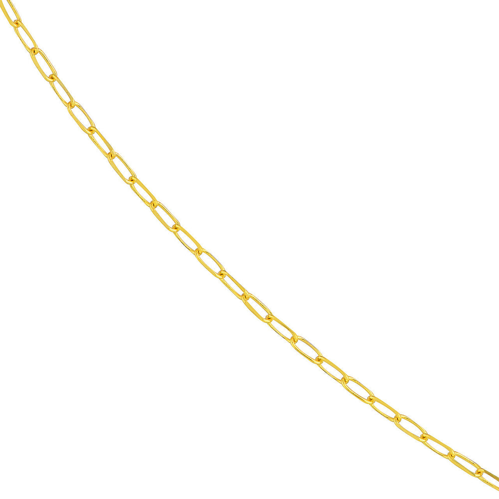 14K Yellow Gold Or White Gold 1.7mm Paper Clip Chain Necklace with Lobster Lock