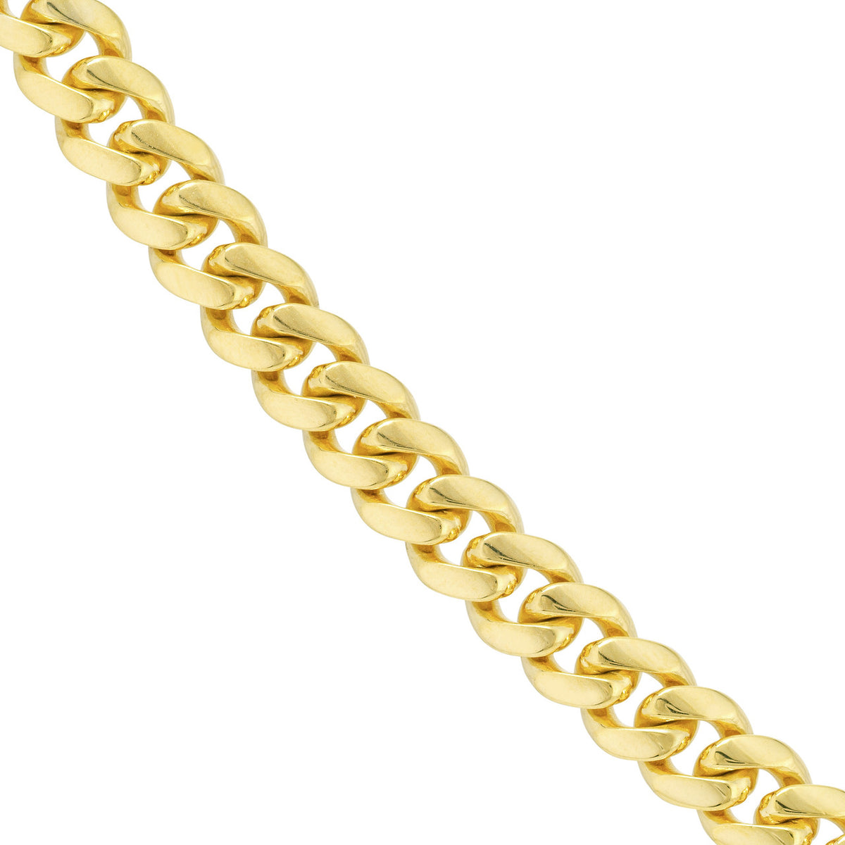 Solid 14K Gold 6.45mm Miami Cuban Chain Necklace with Lobster Lock