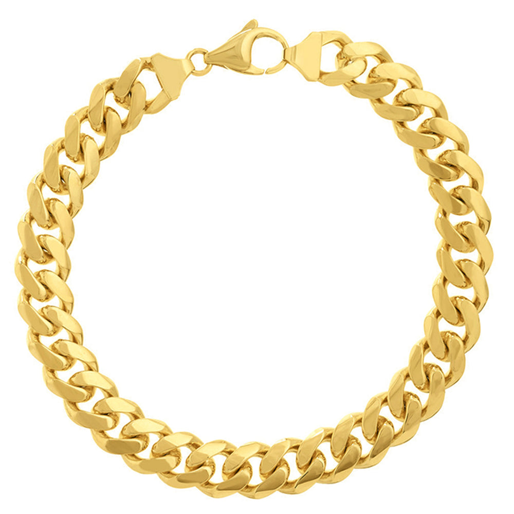 14K Yellow Gold 11mm Miami Cuban Chain Bracelet with Lobster Lock