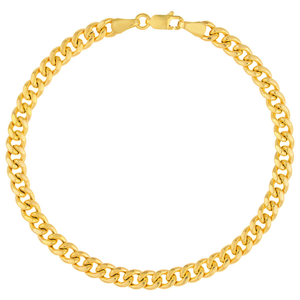 Hollow 14K Yellow Gold 5.35mm Light Miami Cuban Chain Bracelet with Lobster Lock, 8.5"