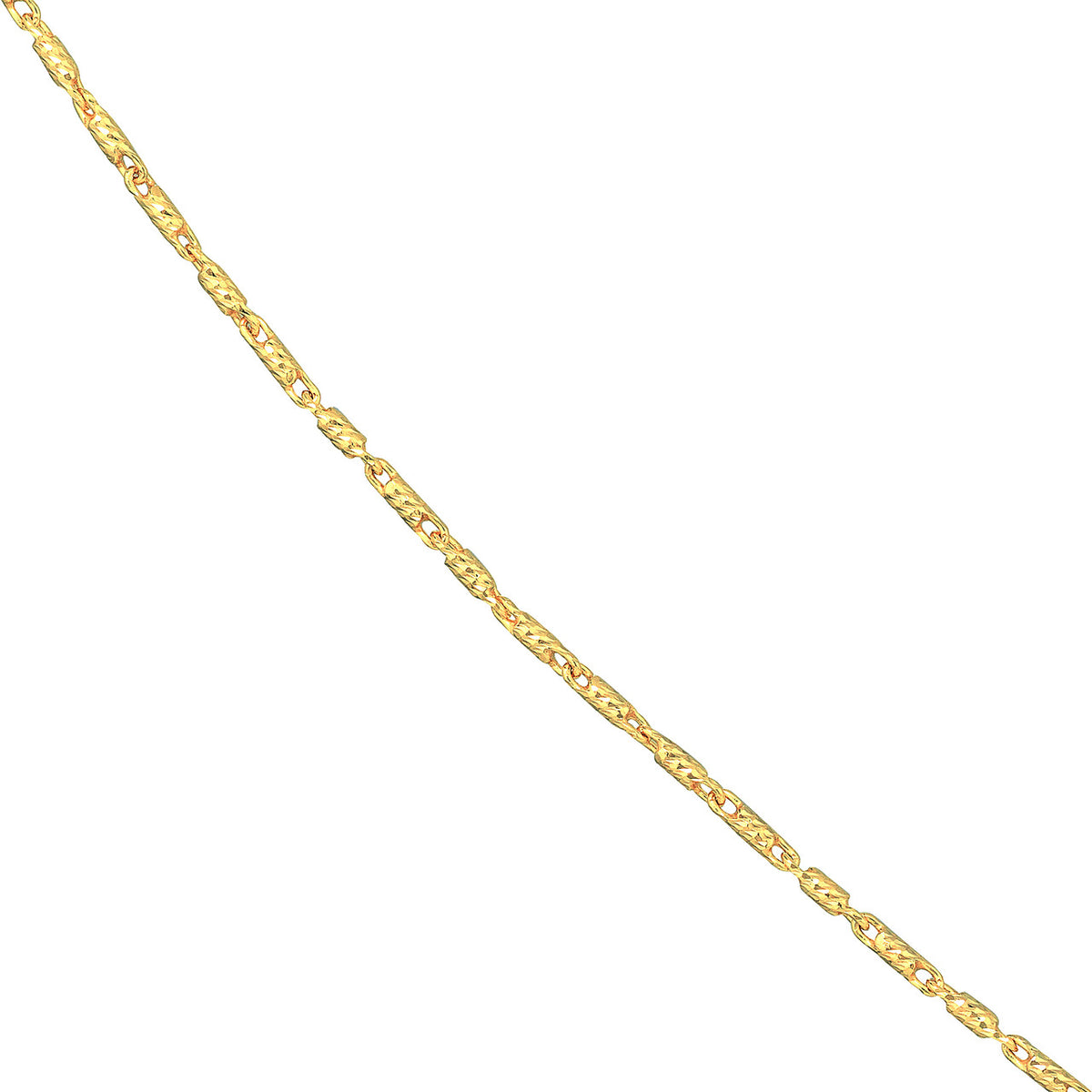 14K Yellow Gold and White Gold 0.95mm D/C Tube Bead Chain Necklace with Lobster Lock