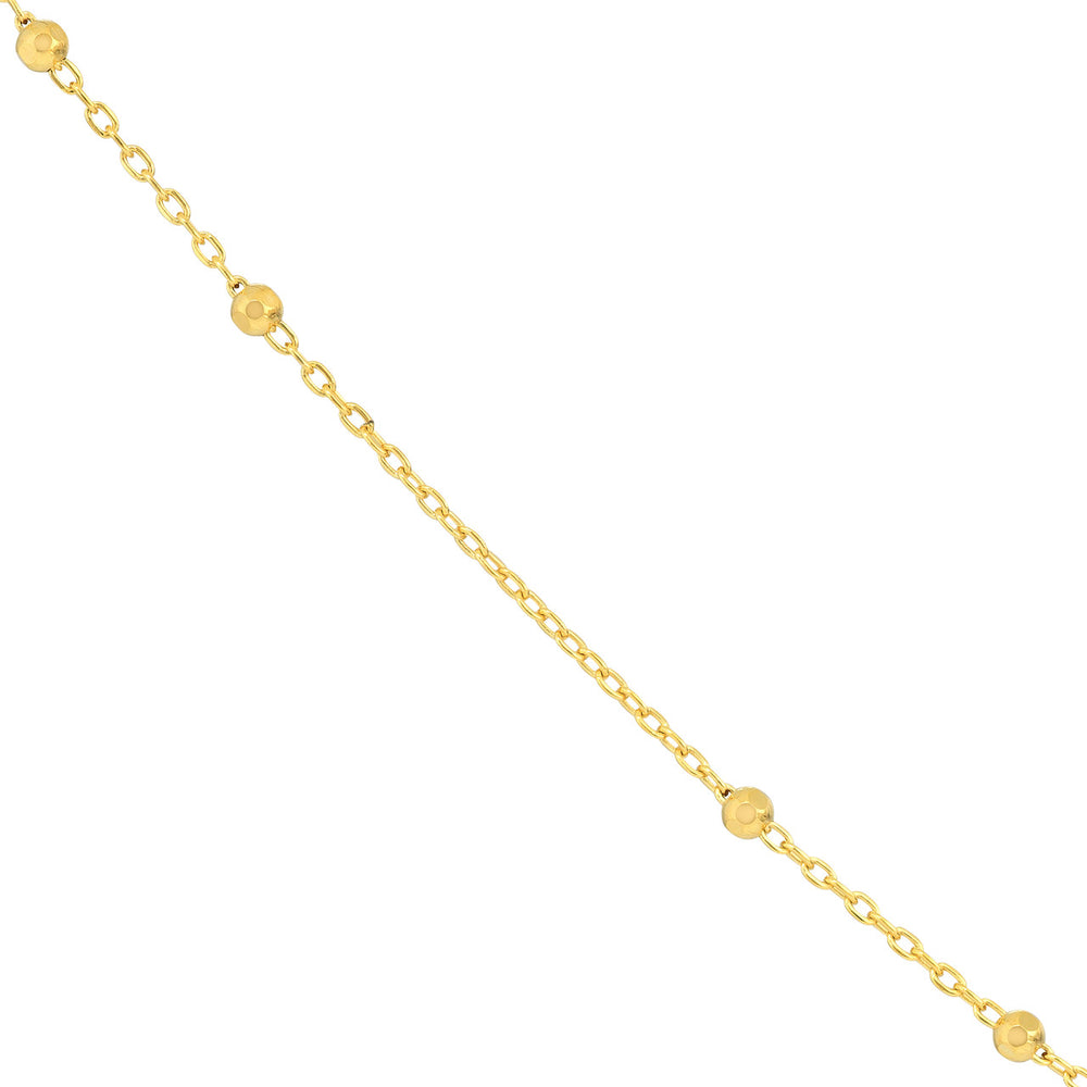 14K Yellow Gold Faceted Bead Saturn Chain Necklace with Lobster Lock