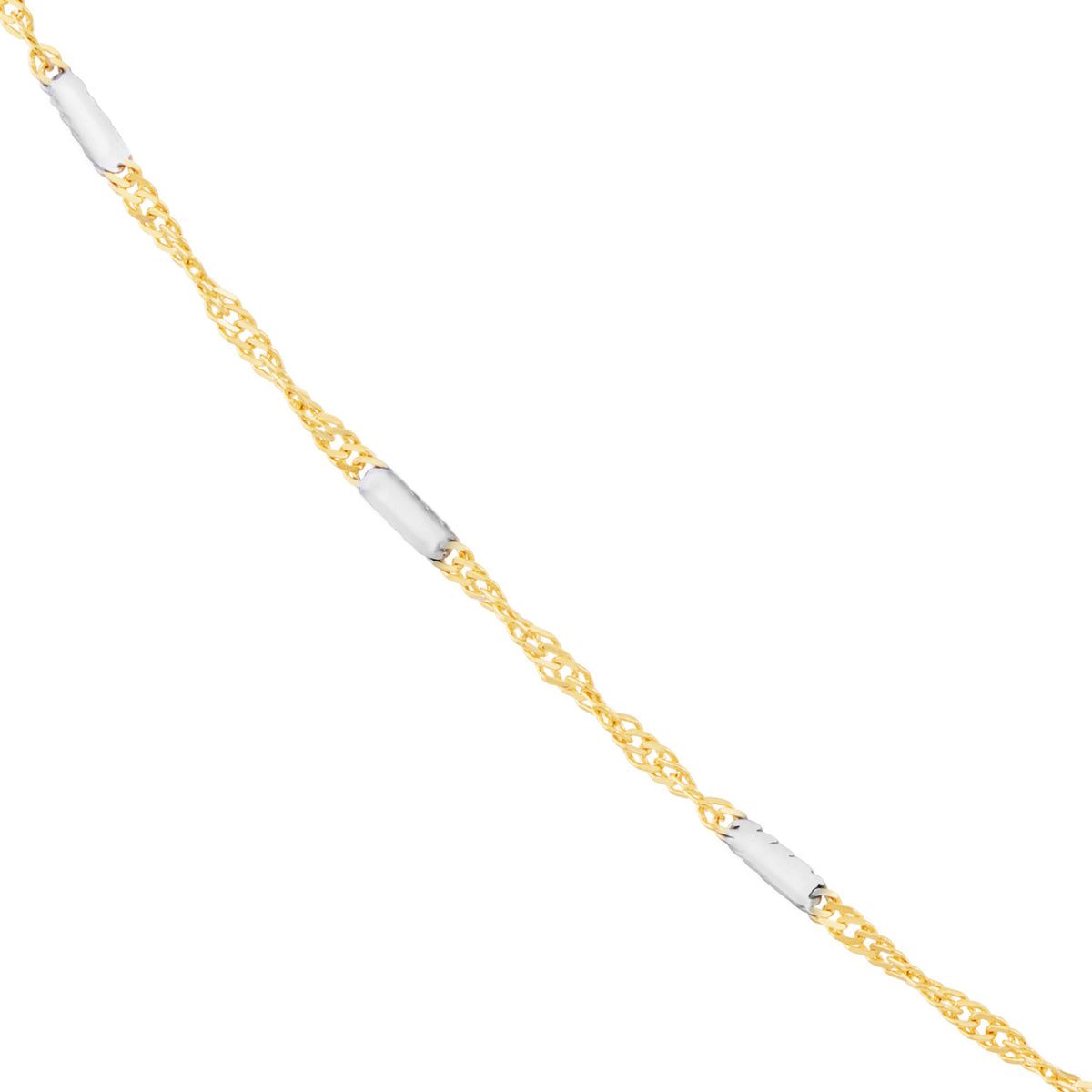 14K Two-tone Singapore Flat Saturn Chain Necklace