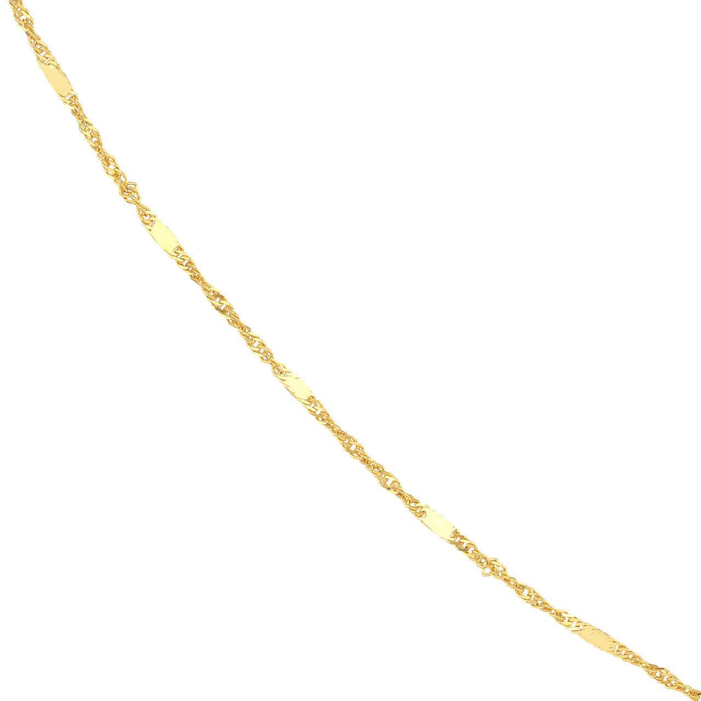 14K Yellow Gold Singapore Flat Saturn Chain Necklace