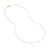 Load image into Gallery viewer, Solid 14K Gold Two-Tone Cube Saturn Chain Necklace with Lobster Lock
