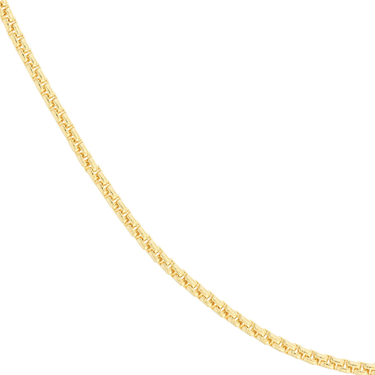 14K Yellow Gold 1.75mm Solid Round Box Chain Necklace with Lobster Lock