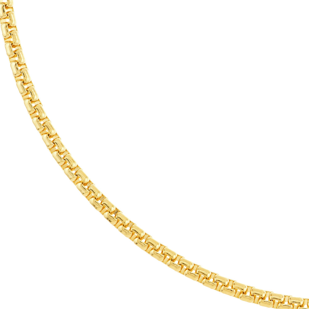 14K Yellow Gold 2.6mm Solid Round Box Chain Necklace with Lobster Lock