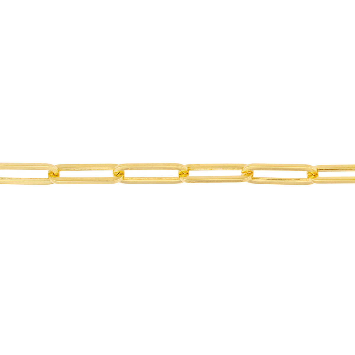 14K Yellow Gold, White Gold or Rose Gold 3.80mm Hollow Paper Clip Chain Bracelets with Pear Lock