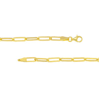 Load image into Gallery viewer, 14K Yellow Gold, White Gold or Rose Gold 3.80mm Hollow Paper Clip Chain Bracelets with Pear Lock
