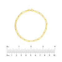 Load image into Gallery viewer, 14K Yellow Gold, White Gold or Rose Gold 3.80mm Hollow Paper Clip Chain Bracelets with Pear Lock
