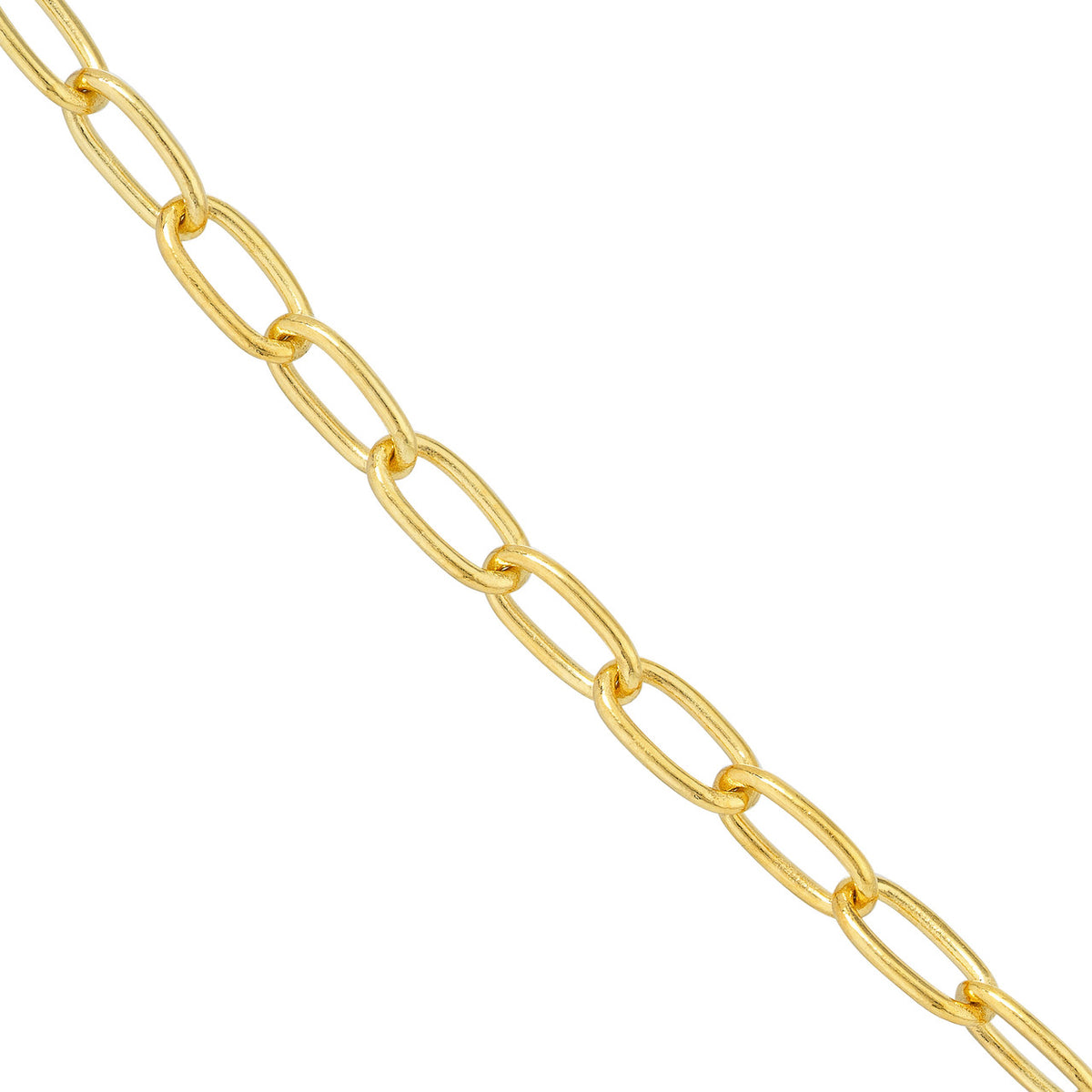 14K Yellow Gold or White Gold or Rose Gold 3.45mm Paper Clip Chain Necklace with Lobster Lock