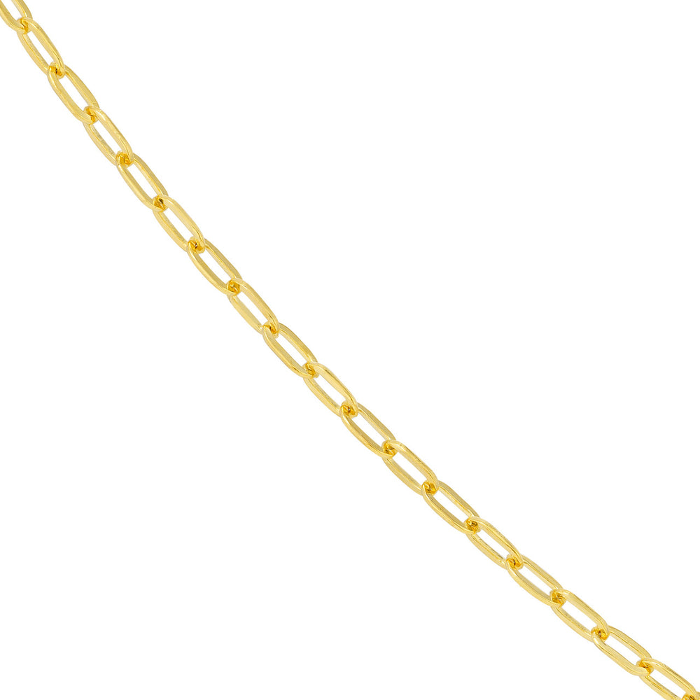 14K Yellow Gold or White Gold or Rose Gold 2.1mm Paper Clip Chain Necklace