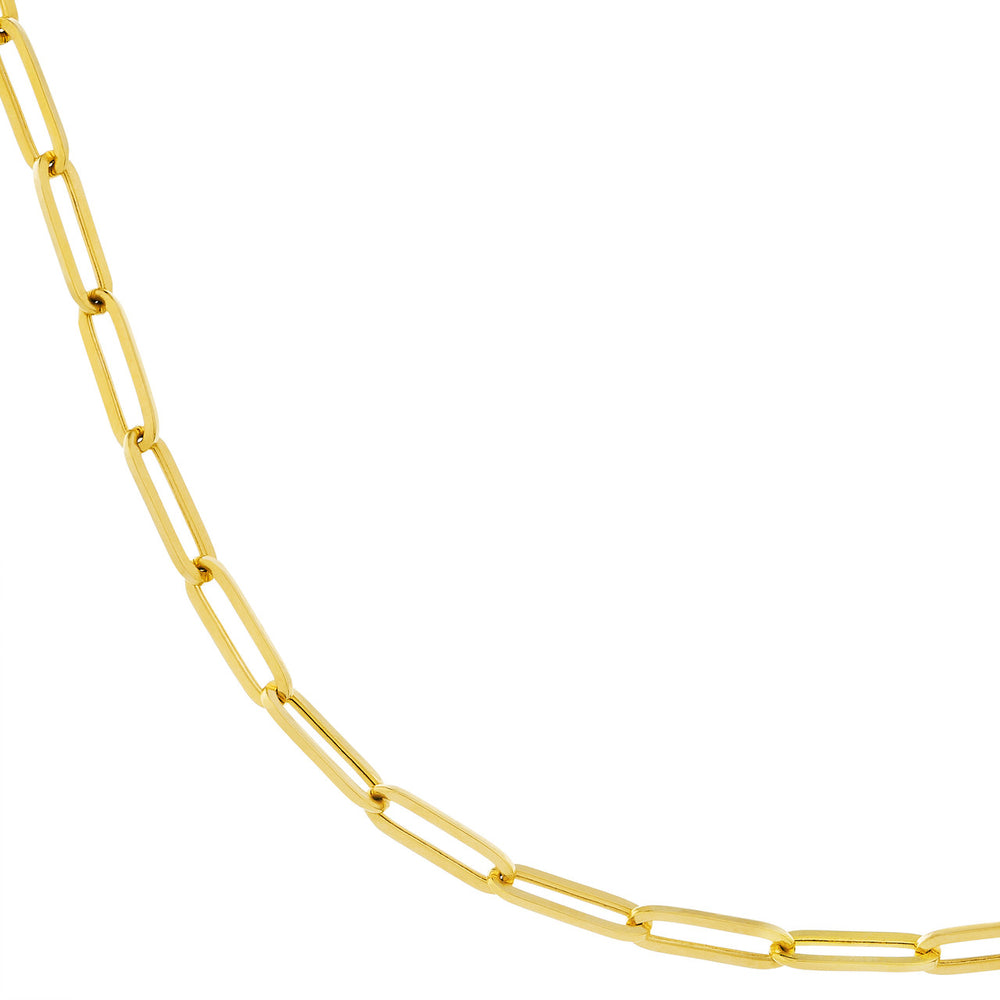 14K Yellow Gold 3.8mm Split Hollow Paper Clip Chain Necklaces 90x90