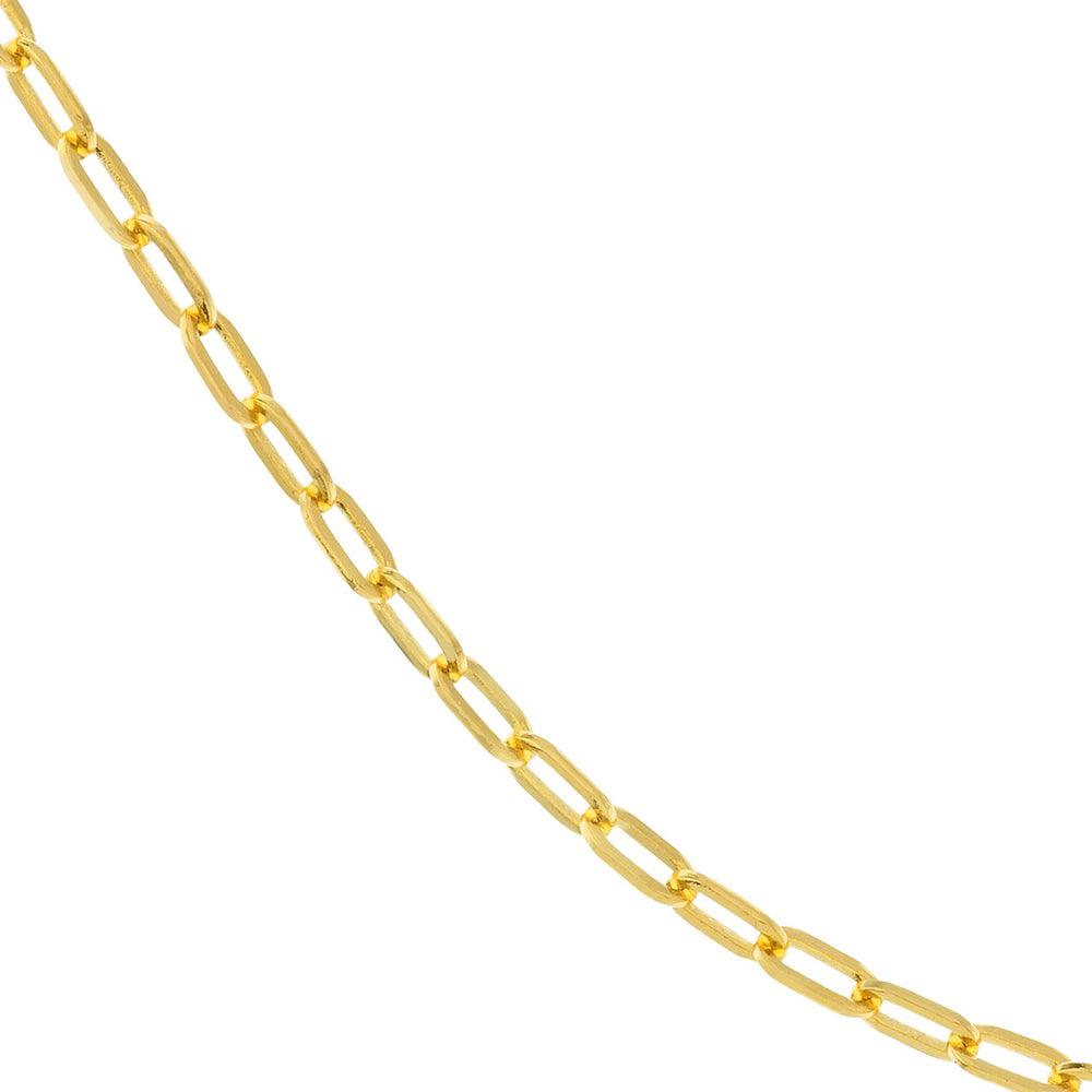 14K Yellow Gold 2.5mm Open Paper Clip Split Chain Necklace with Push Lock
