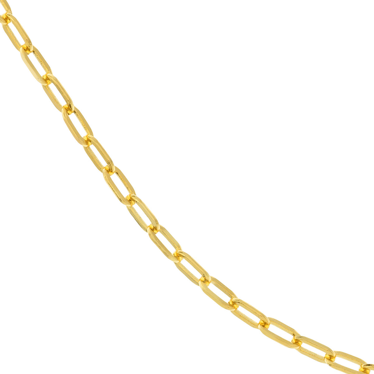 14K Yellow Gold 2.5mm Open Paper Clip Split Chain Necklace with Push Lock
