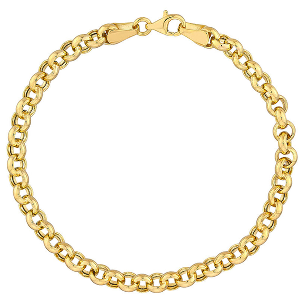 14K Yellow Gold 5mm Rolo Chain Bracelet with Lobster Lock, 7.5" - Hollow