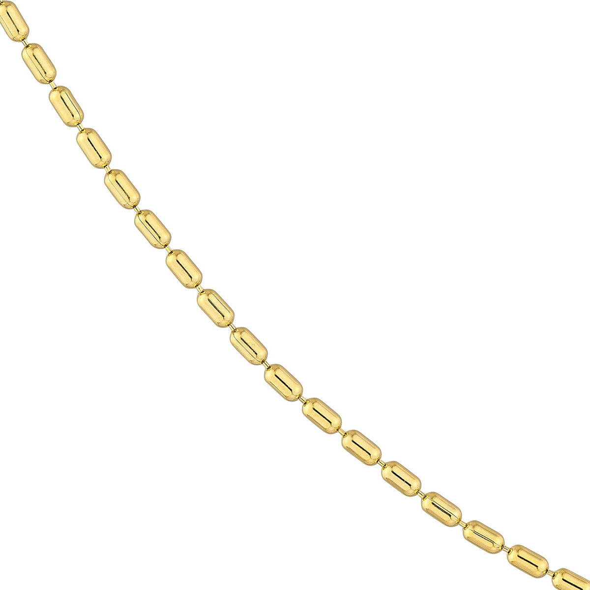 14K Yellow Gold 1.50mm Long Bead Chain Necklace with Pear Lobster