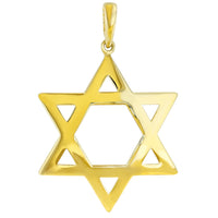 Load image into Gallery viewer, Polished 14K Yellow Gold Large Star of David Pendant with Cuban Necklace
