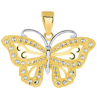 Load image into Gallery viewer, 14k Solid Yellow Gold Budded Butterfly Pendant Necklace
