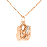 Load image into Gallery viewer, 14k Rose Gold 3D Boxing Gloves Sports Pendant Necklace
