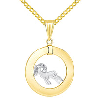 Load image into Gallery viewer, 14k Two Tone Gold Aries Pendant Necklace
