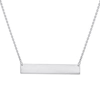 Load image into Gallery viewer, Solid 14k White Gold Engravable Bar Pendant Necklace
