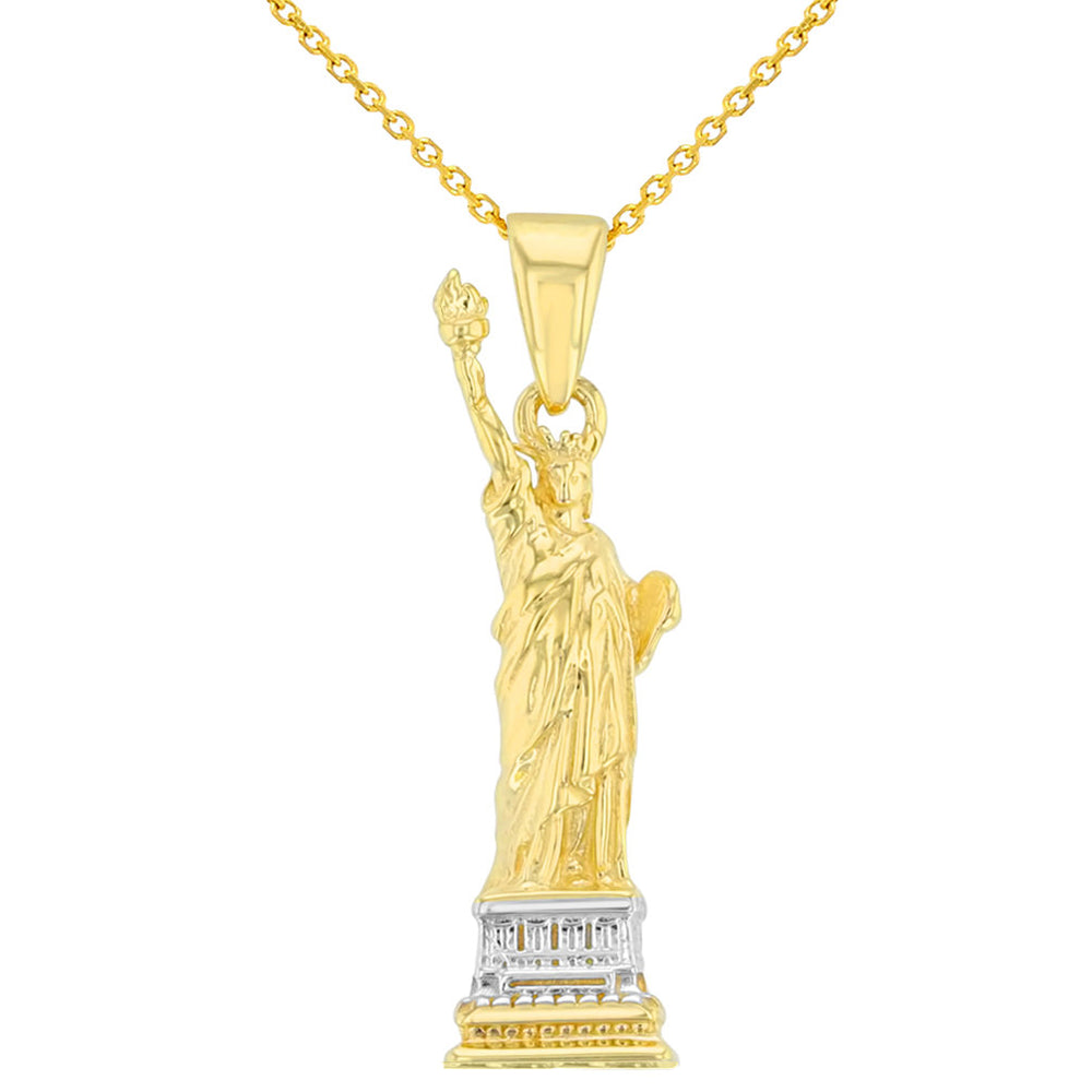 14K Yellow Gold Statue of Liberty Pendant Necklace